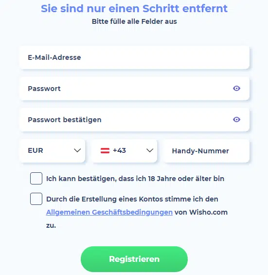 Wie kann man sich beim Wisho Casino anmelden?