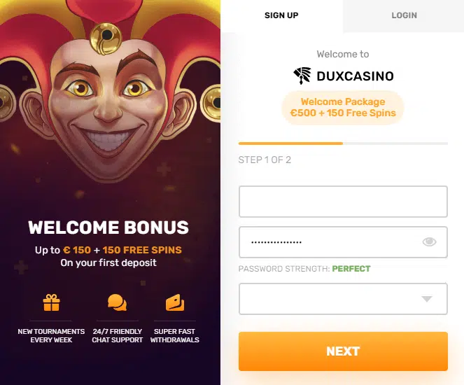 Wie kann ich mich bei Dux Casino registrieren?