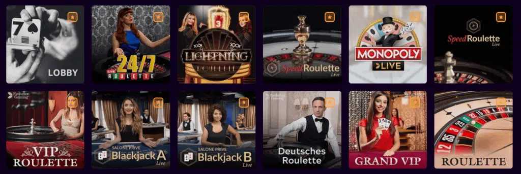 LIVE Casino - Spiele mit echten Dealern