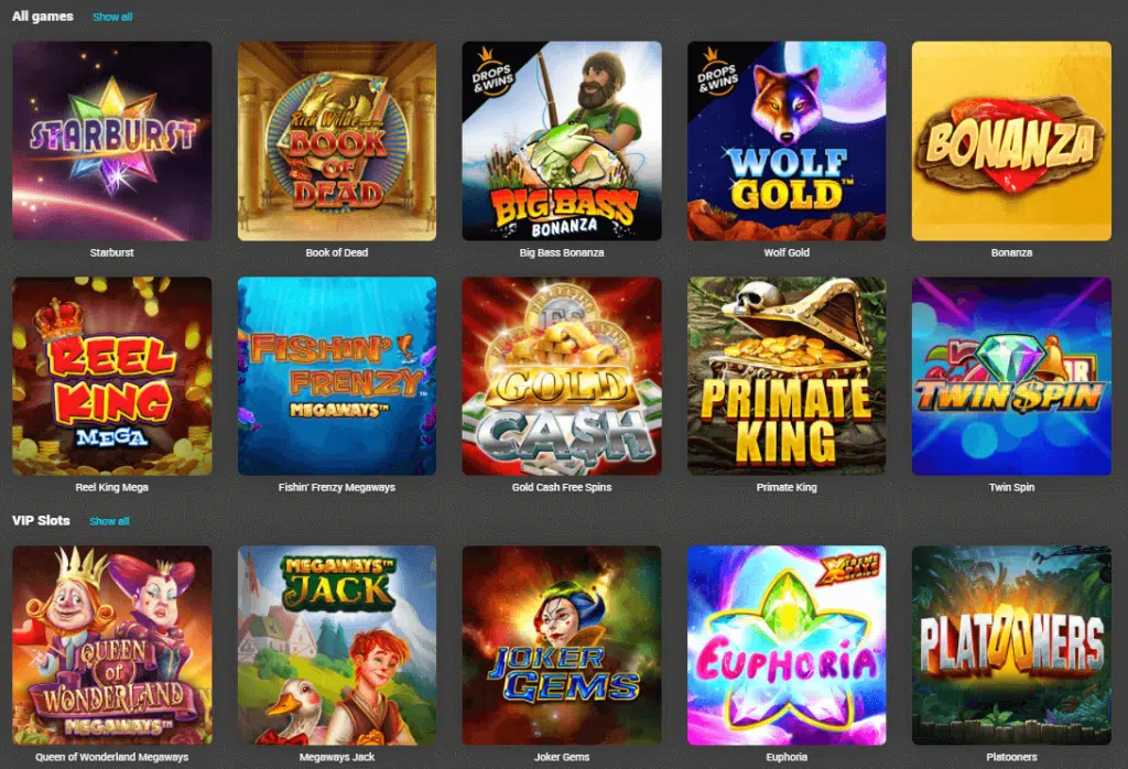 Tonybet Casino Spiele