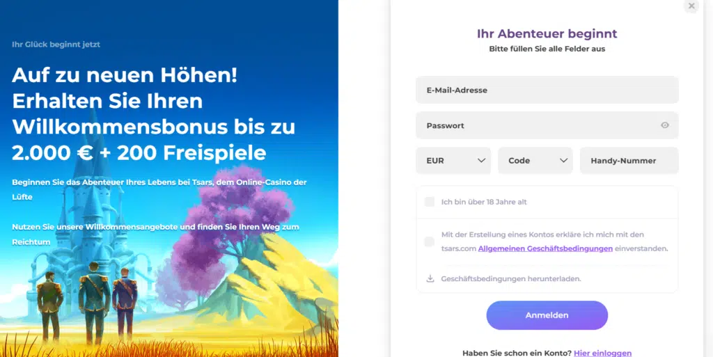 Registrierung Tsars