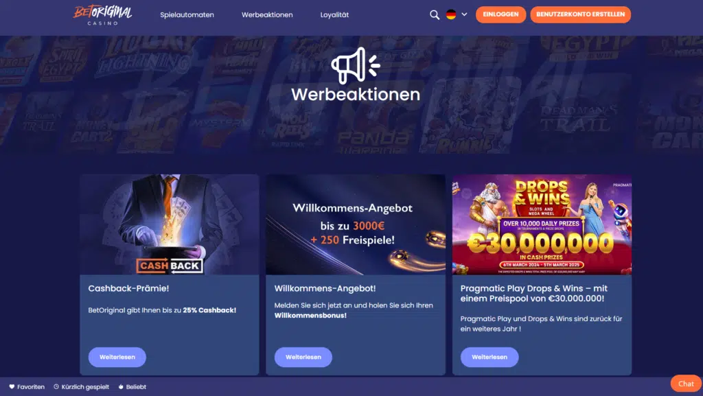 Informationen über den Willkommensbonus