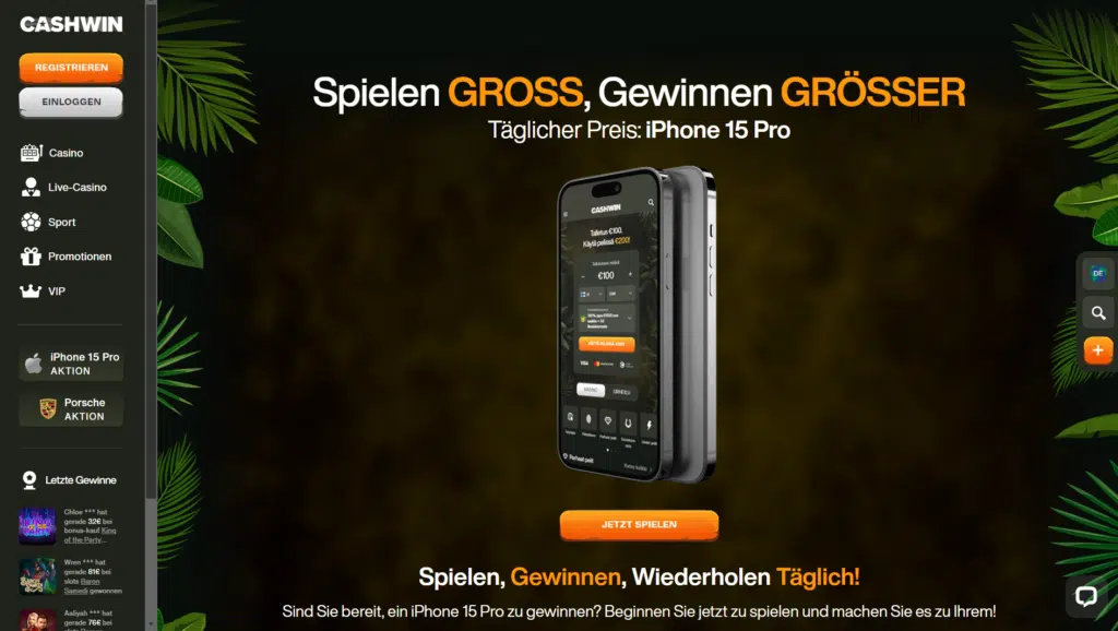 Cashwin App für iOS und Android