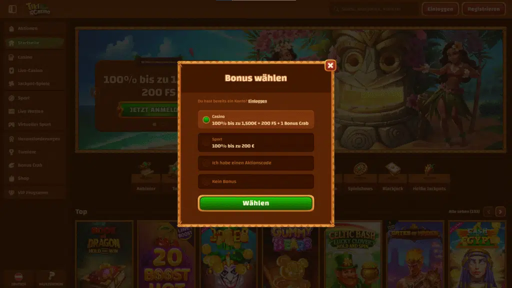 Schritt-für-Schritt-Anleitung für die Registrierung bei Tiki Casino Deutschland