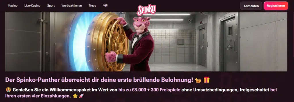 Willkommensbonus โ Bis zu 3.000 โฌ + 300 Freispiele ohne Umsatzbedingungen